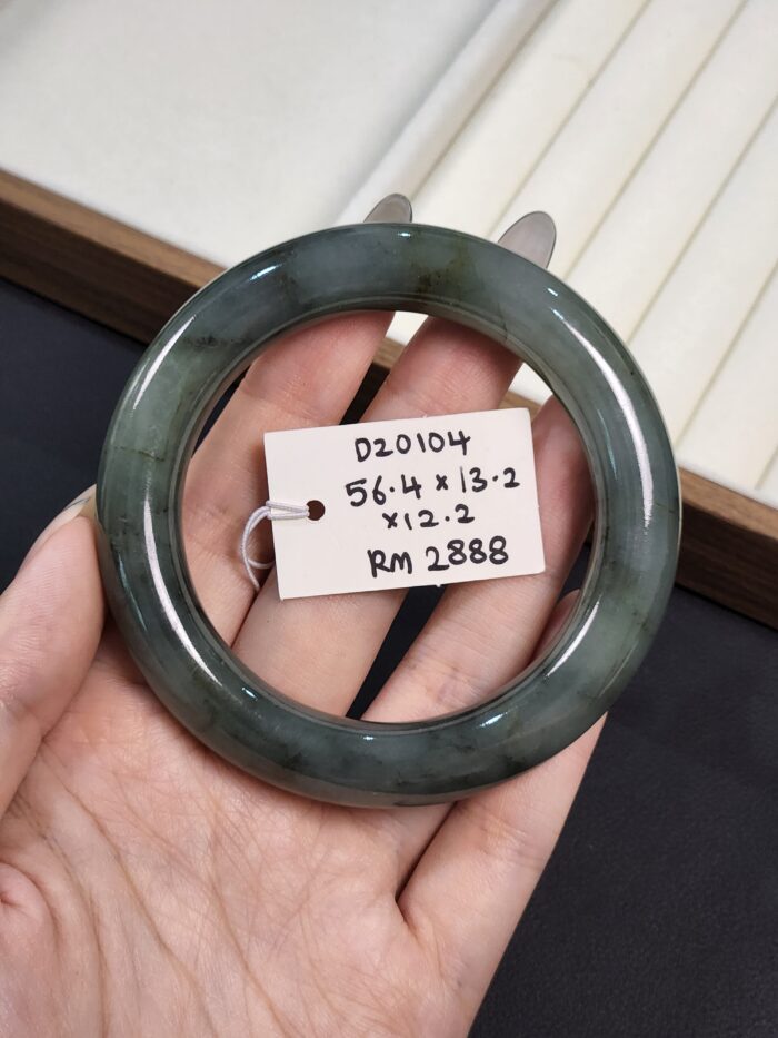 2026/03/1000148438-scaled.jpg Size 56.4 Smokey Green Wuji Floral Burmese Jade Bangle (DZ0104)