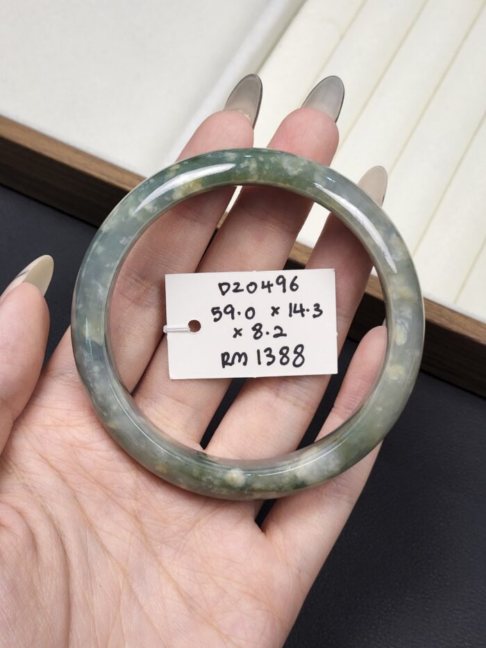 2026/03/1000148447-scaled.jpg Size 59 Bluish Green with Snow Floral Burmese Jade Bangle (DZ0496)