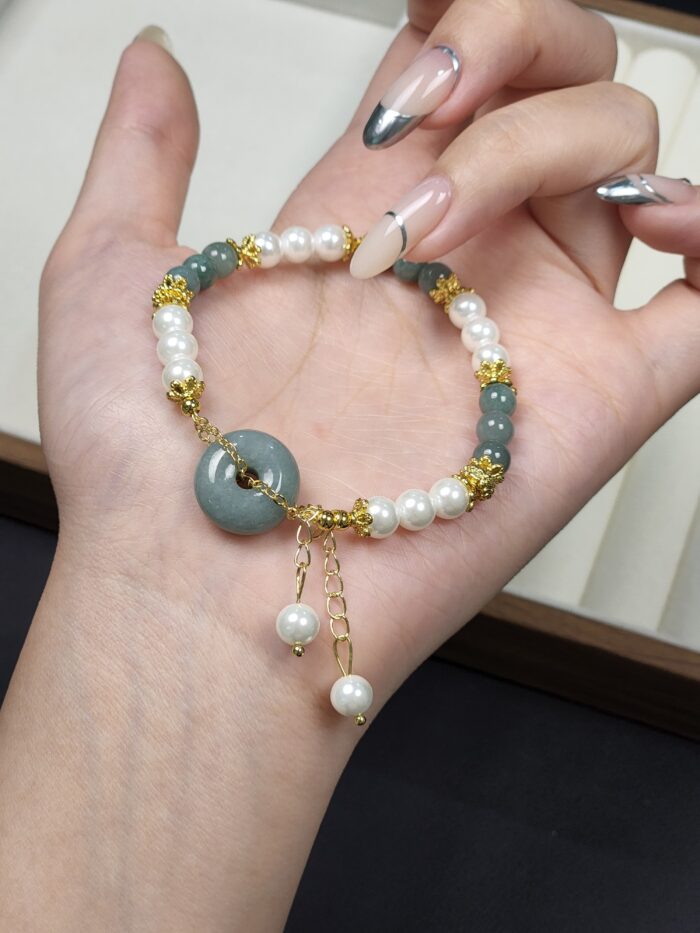 6mm Dainty Blue Water with Doughnut DIY Guatemala Jade Bracelet
