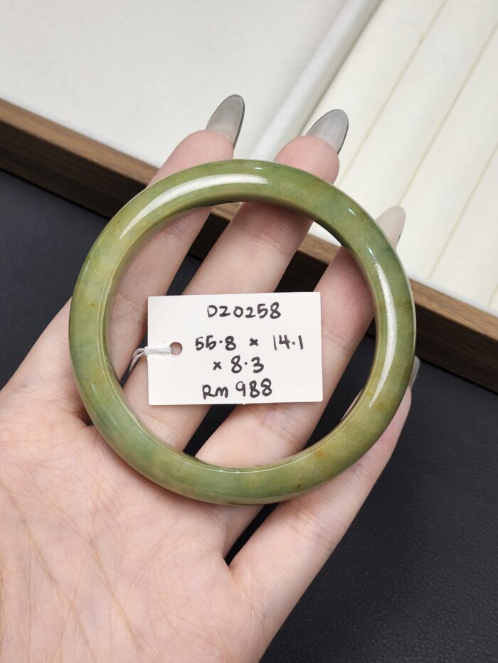 2026/03/1000148826-scaled.jpg Size 55.8 Olive Green Burmese Jade Bangle (DZ0258)