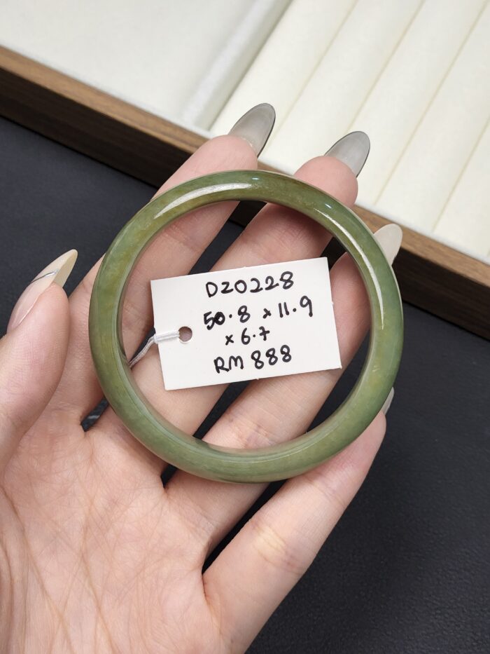 2026/04/1000148886-scaled.jpg Size 50.8 Dark Sage Green with Olive Yellow Burmese Jade Bangle (DZ0228)