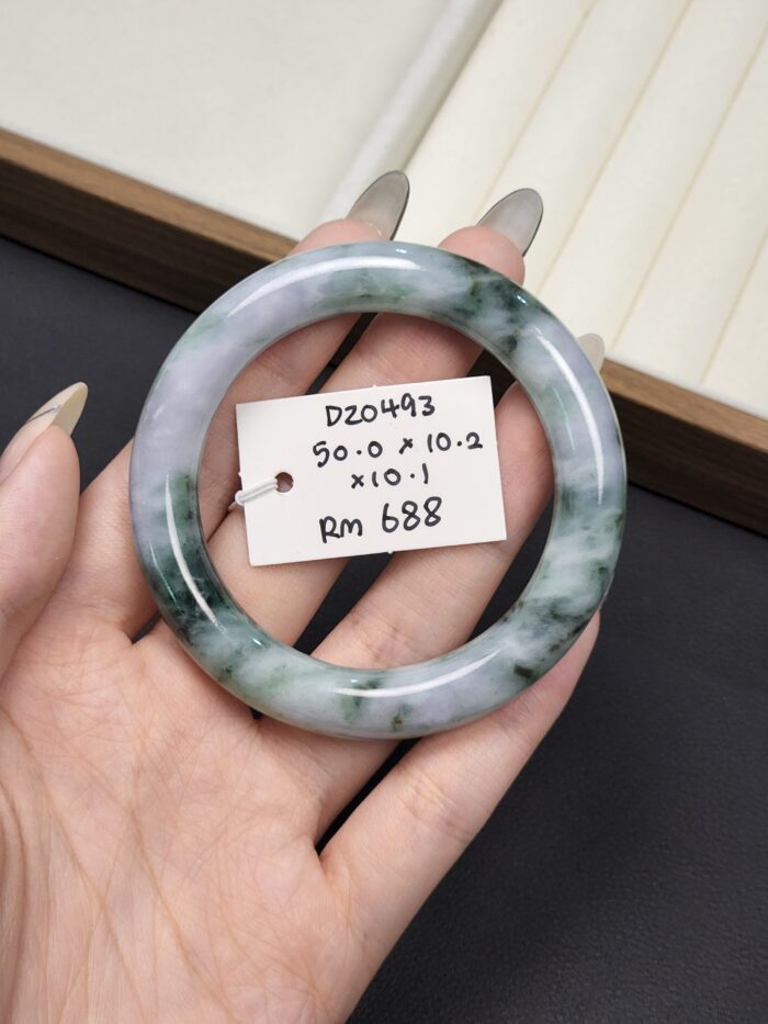 2026/04/1000148941-scaled.jpg Size 50-52 Lavender with Green Floral (Mix Mineral) Burmese Jade Bangle (DZ0493)